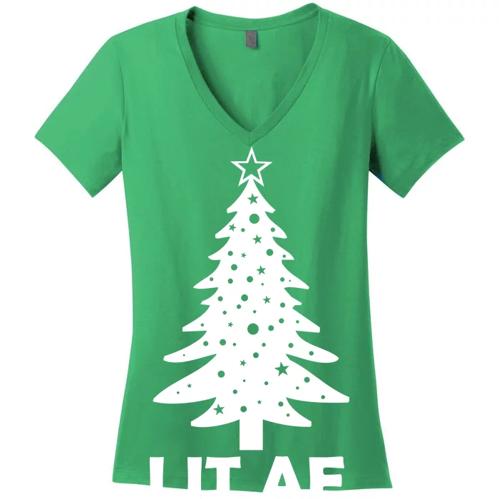 Lit AF Christmas Tree Women's V-Neck T-Shirt