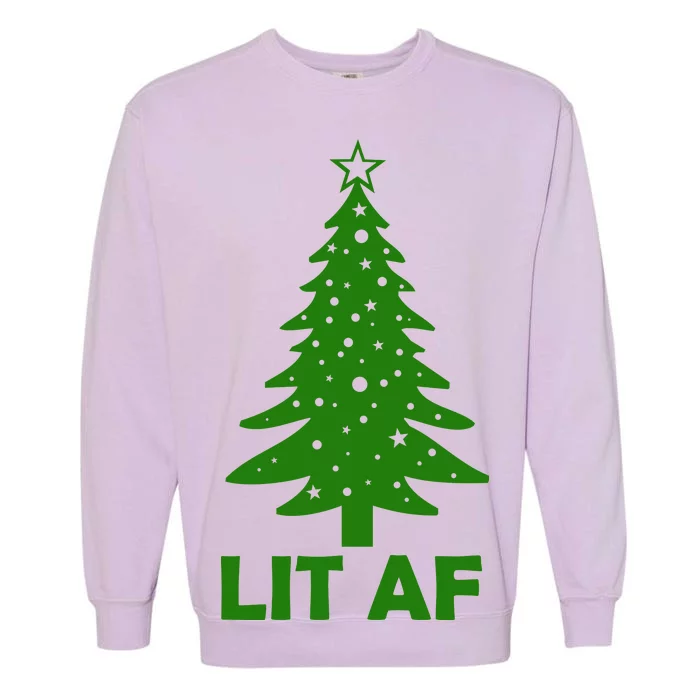 Lit AF Christmas Tree Garment-Dyed Sweatshirt