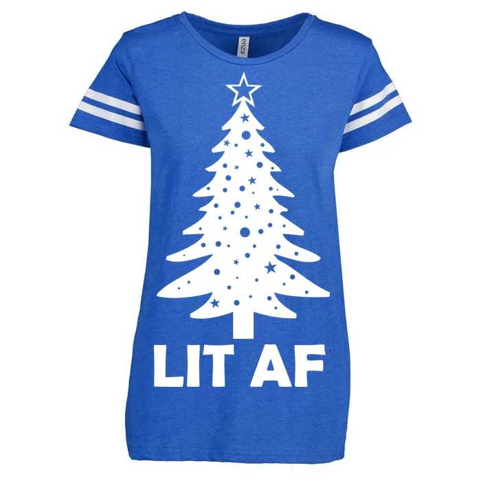 Lit AF Christmas Tree Enza Ladies Jersey Football T-Shirt