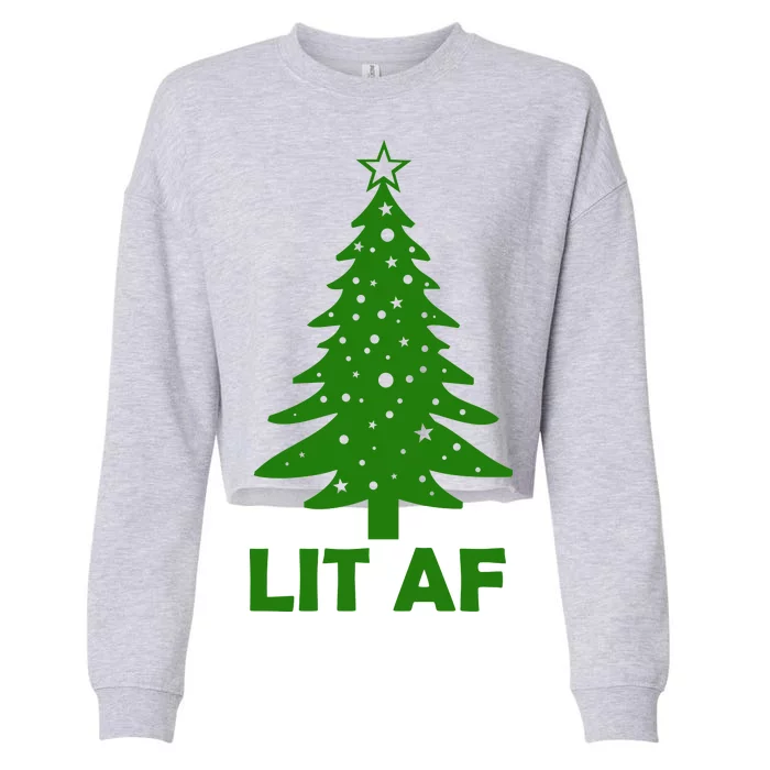 Lit AF Christmas Tree Cropped Pullover Crew