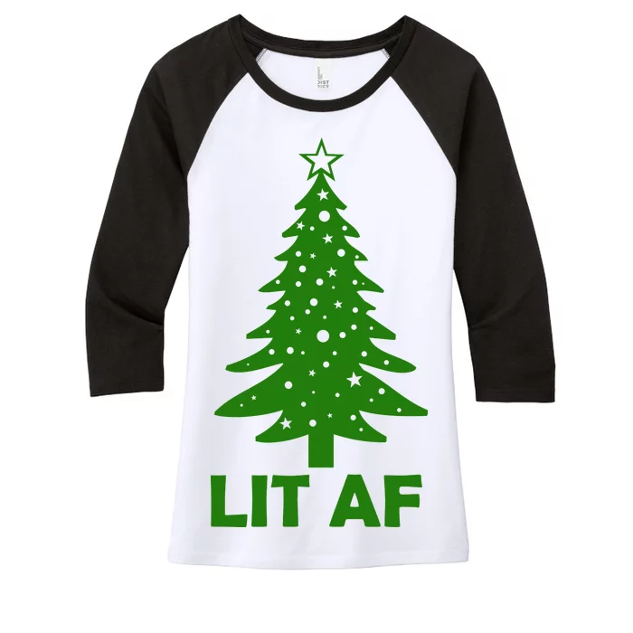 Lit AF Christmas Tree Women's Tri-Blend 3/4-Sleeve Raglan Shirt