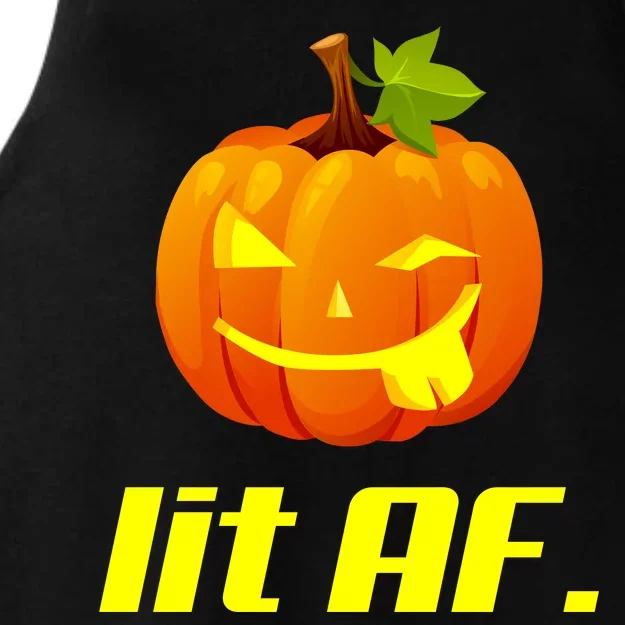 Lit AF Funny Halloween Jack O Lantern Pumpkin Ladies Tri-Blend Wicking Tank