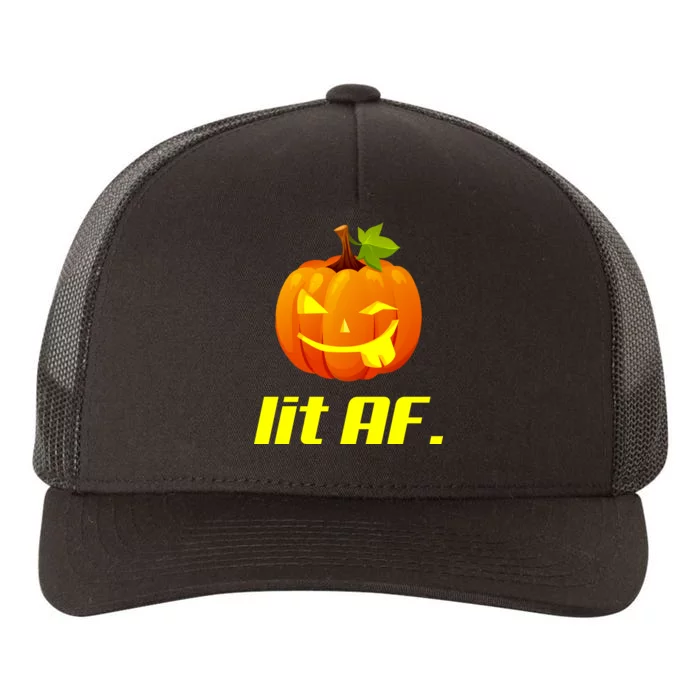 Lit AF Funny Halloween Jack O Lantern Pumpkin Yupoong Adult 5-Panel Trucker Hat