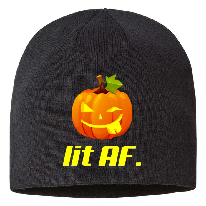 Lit AF Funny Halloween Jack O Lantern Pumpkin 8 1/2in Sustainable Knit Beanie