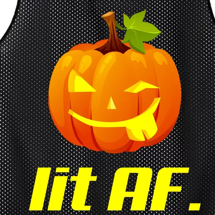 Lit AF Funny Halloween Jack O Lantern Pumpkin Mesh Reversible Basketball Jersey Tank