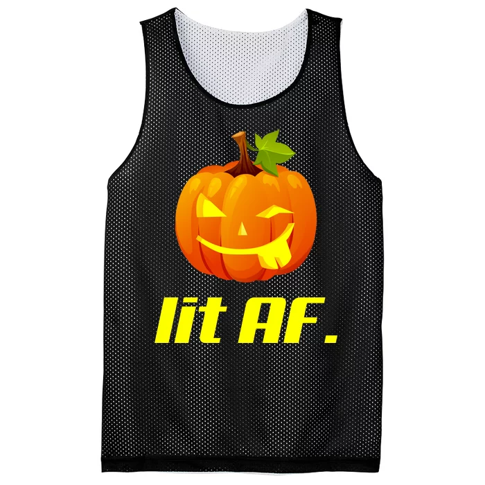 Lit AF Funny Halloween Jack O Lantern Pumpkin Mesh Reversible Basketball Jersey Tank