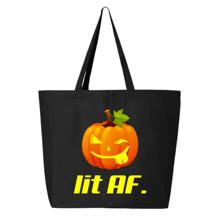 Lit AF Funny Halloween Jack O Lantern Pumpkin 25L Jumbo Tote