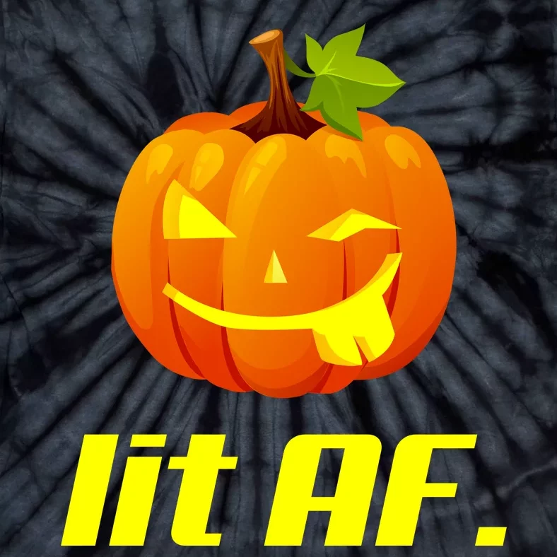 Lit AF Funny Halloween Jack O Lantern Pumpkin Tie-Dye T-Shirt