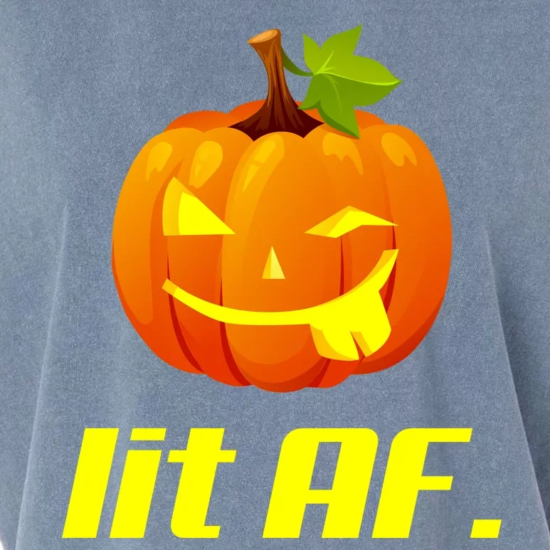 Lit AF Funny Halloween Jack O Lantern Pumpkin Garment-Dyed Women's Muscle Tee