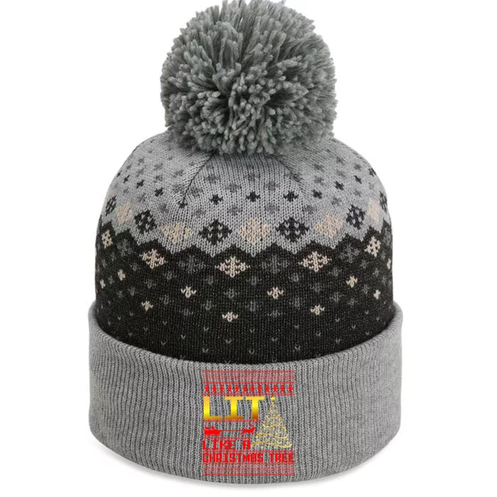 Lit Like a Christmas Tree Funny Ugly Christmas The Baniff Cuffed Pom Beanie