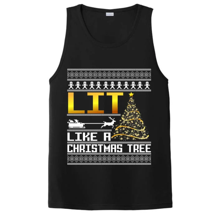 Lit Like a Christmas Tree Funny Ugly Christmas Performance Tank