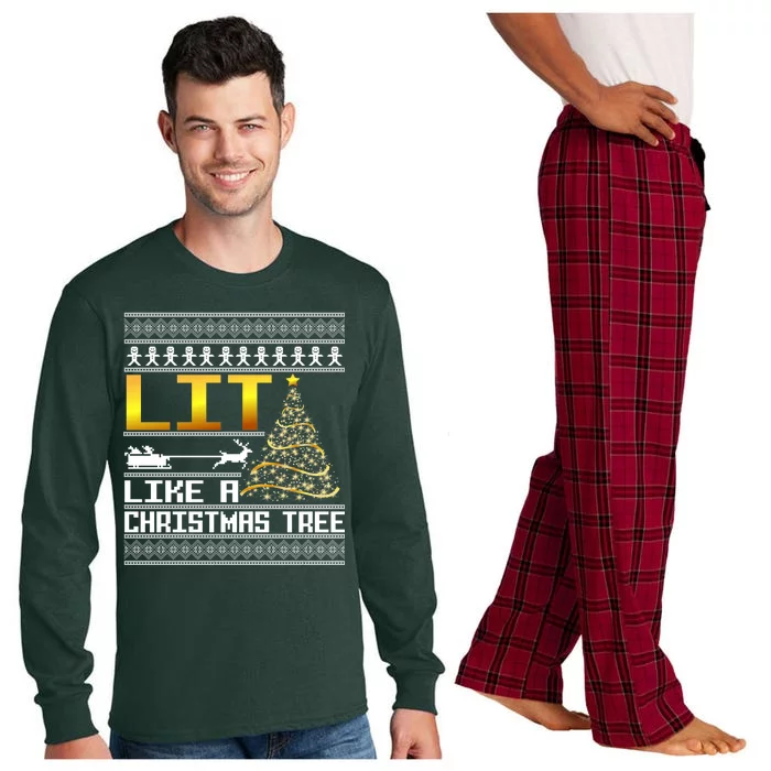 Lit Like a Christmas Tree Funny Ugly Christmas Long Sleeve Pajama Set