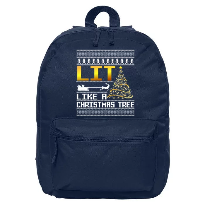 Lit Like a Christmas Tree Funny Ugly Christmas 16 in Basic Backpack