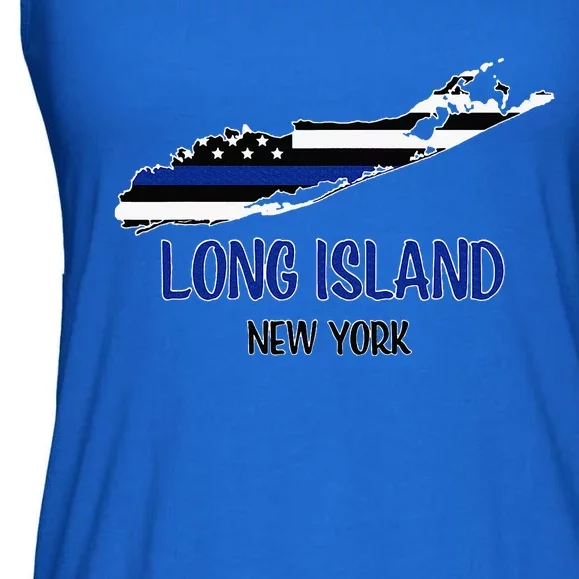 Long Island Thin Blue Line Flag Police Ladies Essential Flowy Tank