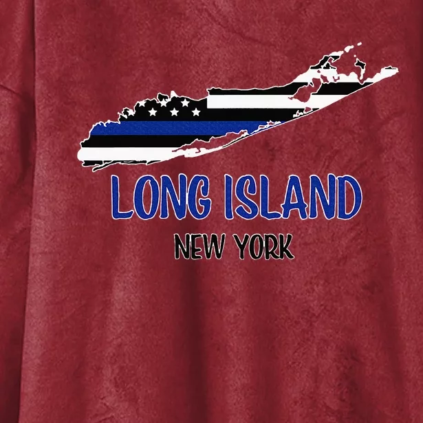 Long Island Thin Blue Line Flag Police Hooded Wearable Blanket