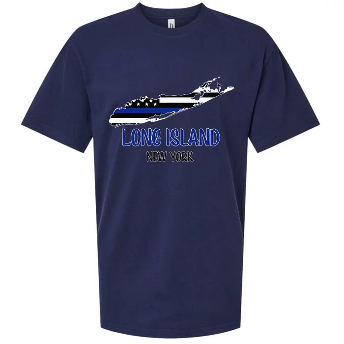 Long Island Thin Blue Line Flag Police Sueded Cloud Jersey T-Shirt