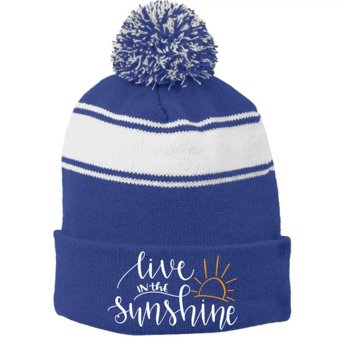 Live In The Sunshine Stripe Pom Pom Beanie