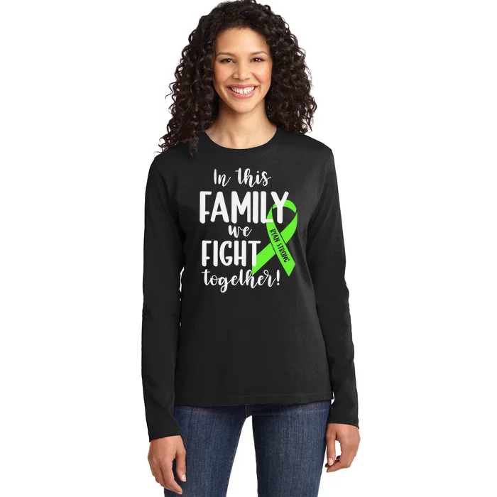 Lymphoma In This Family We Fight Together Team Cancer Lymphoma Ribbon Ladies Long Sleeve Shirt