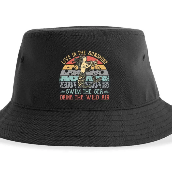 Live In The Sunshine Swim The Sea Drink The Wild Air Vintage Sustainable Bucket Hat