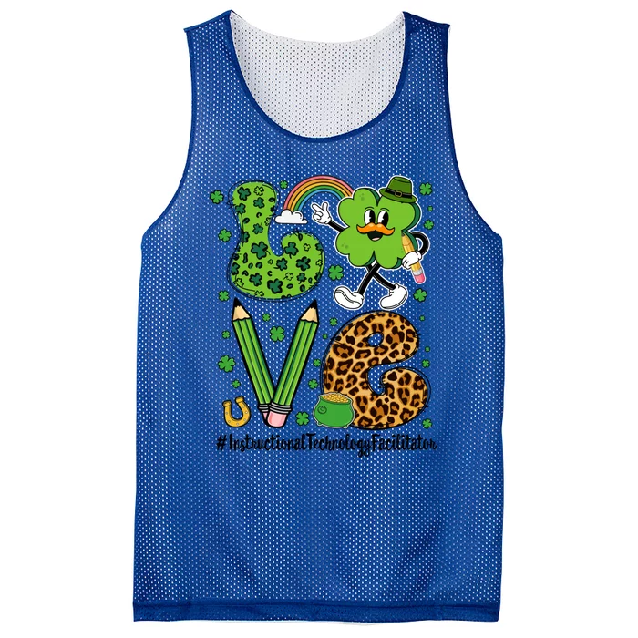 Love Instructional Technology Facilitator St Patricks Day Gift Mesh Reversible Basketball Jersey Tank