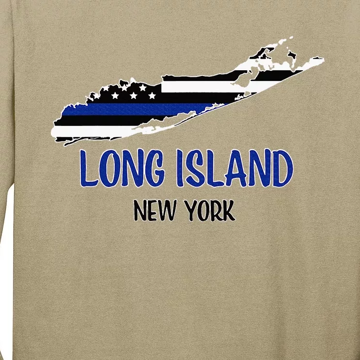 Long Island Thin Blue Line Flag Police Officers Tall Long Sleeve T-Shirt