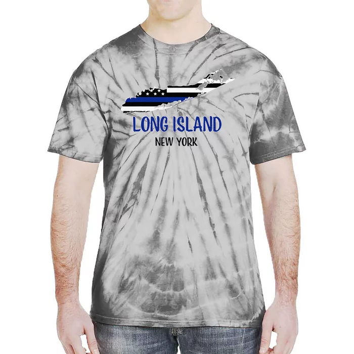 Long Island Thin Blue Line Flag Police Officers Tie-Dye T-Shirt