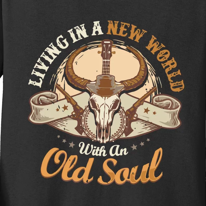 Living In The New World With An Old Soul Kids Long Sleeve Shirt