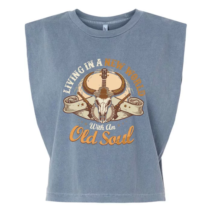 Living In The New World With An Old Soul Garment-Dyed Women's Muscle Tee