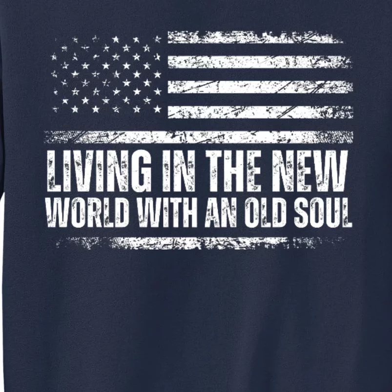 Living In The New World With An Old Soul America Flag Sweatshirt