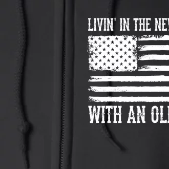 Living In The New World With An Old Soul America Flag Full Zip Hoodie