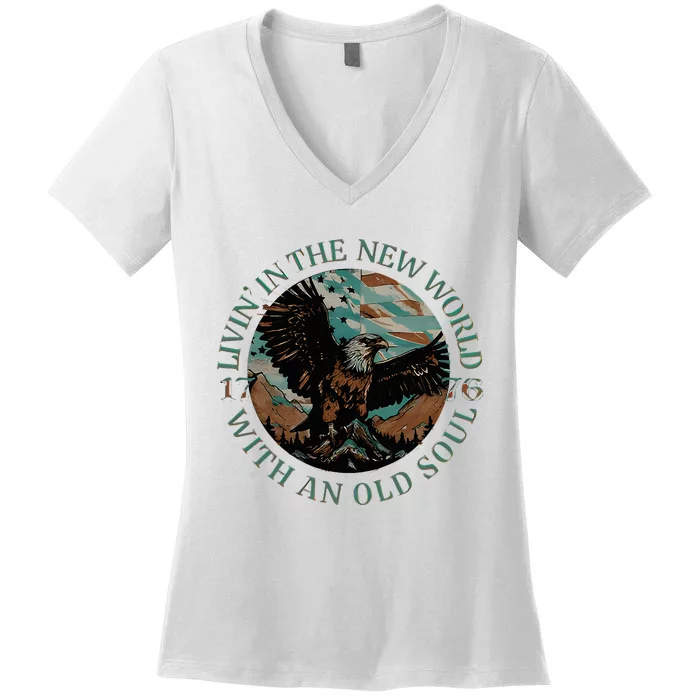 Living In The New World With An Old Soul Women's V-Neck T-Shirt