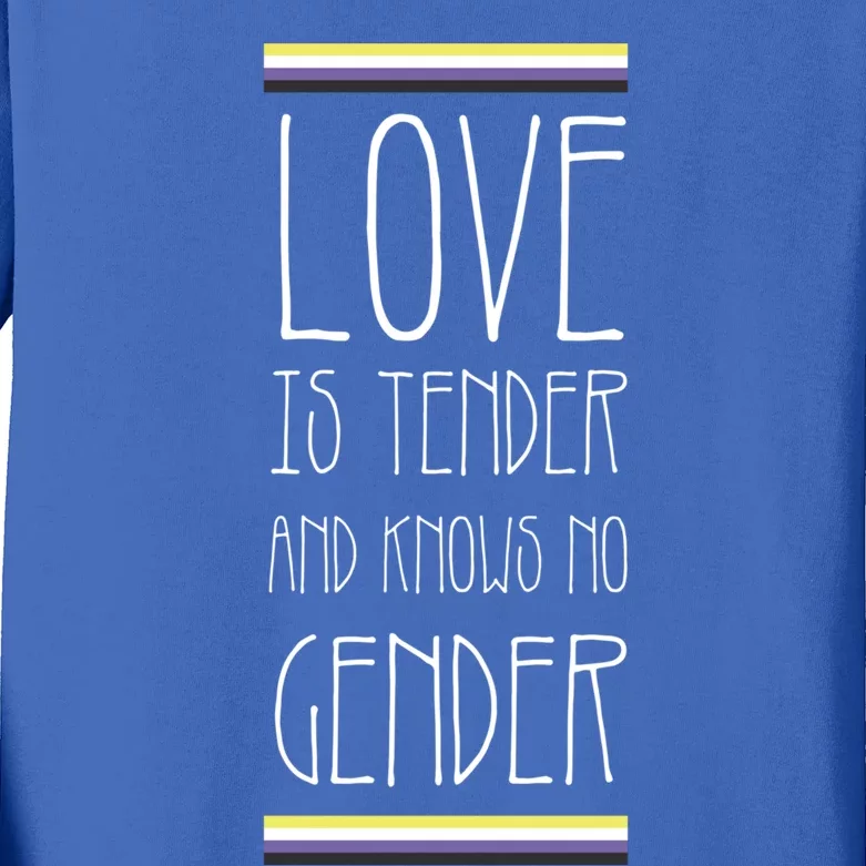 Love Is Tender And Knows No Gender Lgbt Nonbinary Pride Gift Kids Long Sleeve Shirt