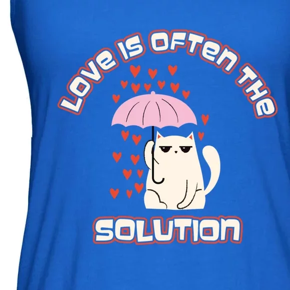 Love Is The Solution Cool Cat Love Is Blind Fall In Love Meaningful Gift Ladies Essential Flowy Tank