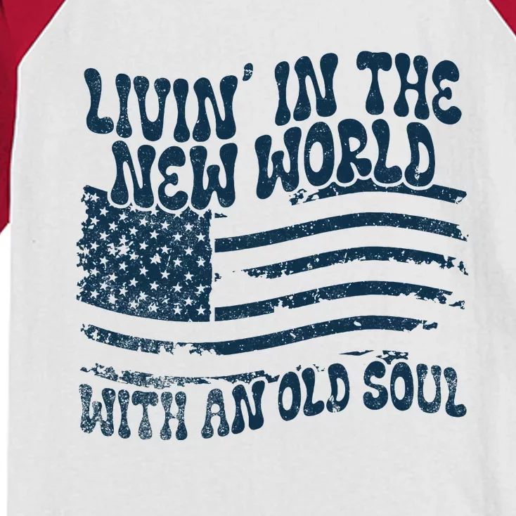 Living In The New World With An Old Soul Kids Colorblock Raglan Jersey