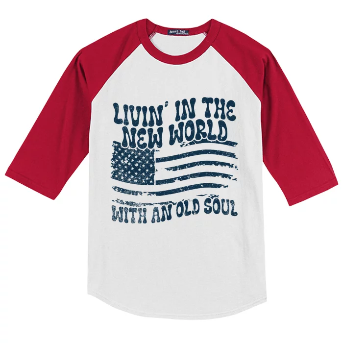 Living In The New World With An Old Soul Kids Colorblock Raglan Jersey