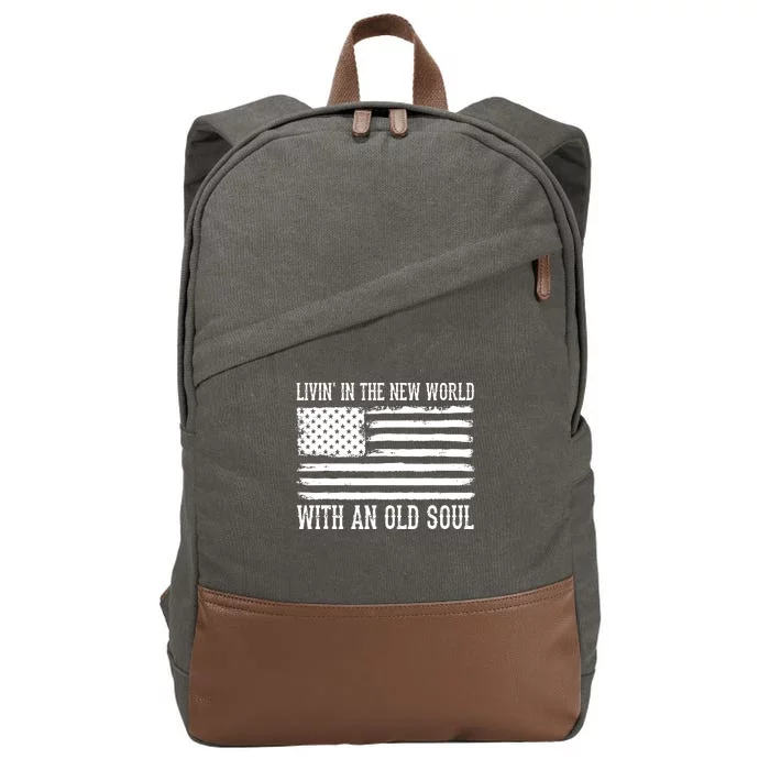 Living In The New World With An Old Soul America Flag Cotton Canvas Backpack