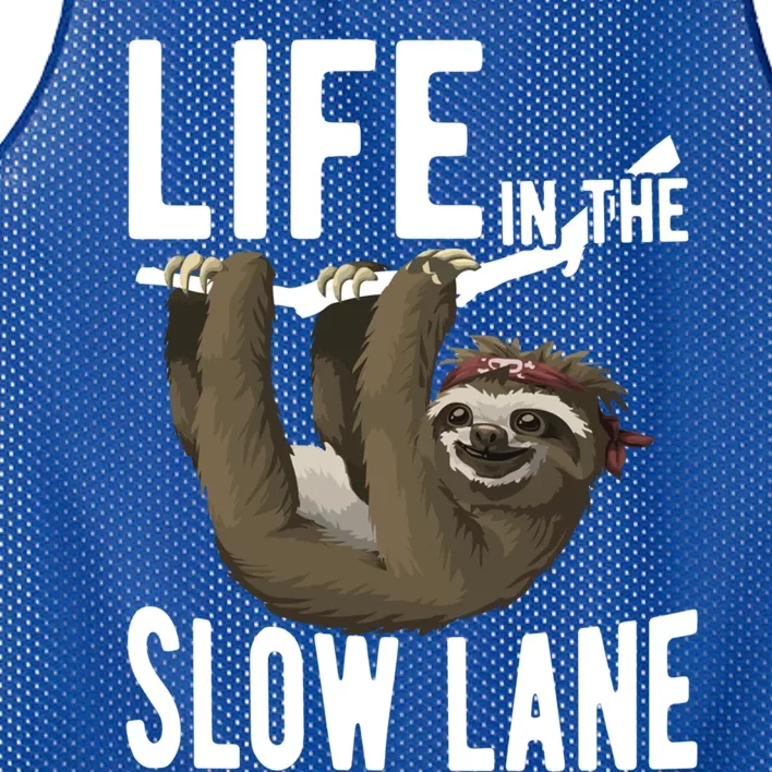 Life In The Slow Lane Funny Sloth Lover Meaningful Gift Mesh Reversible Basketball Jersey Tank