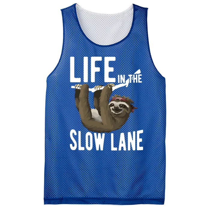 Life In The Slow Lane Funny Sloth Lover Meaningful Gift Mesh Reversible Basketball Jersey Tank