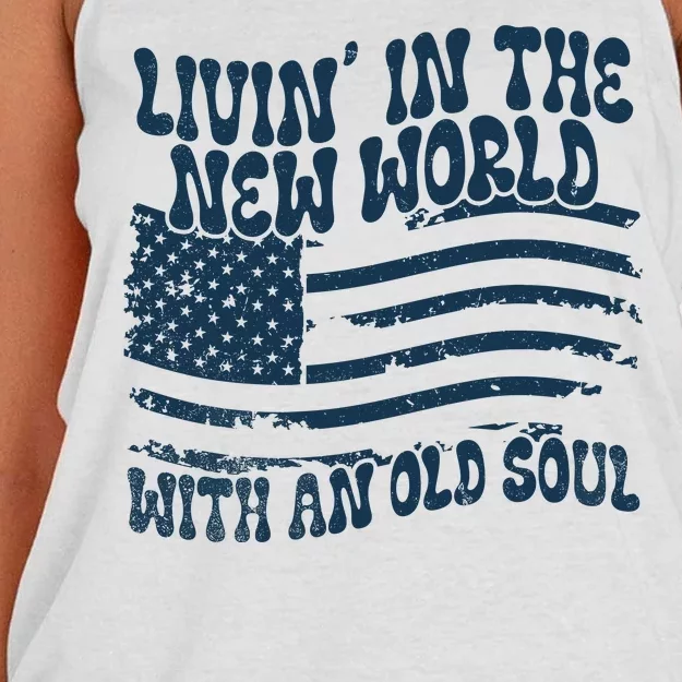 Living In The New World With An Old Soul Women's Knotted Racerback Tank