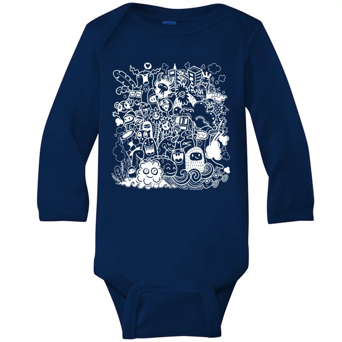 Little Cartoon Monster Mash Up Baby Long Sleeve Bodysuit