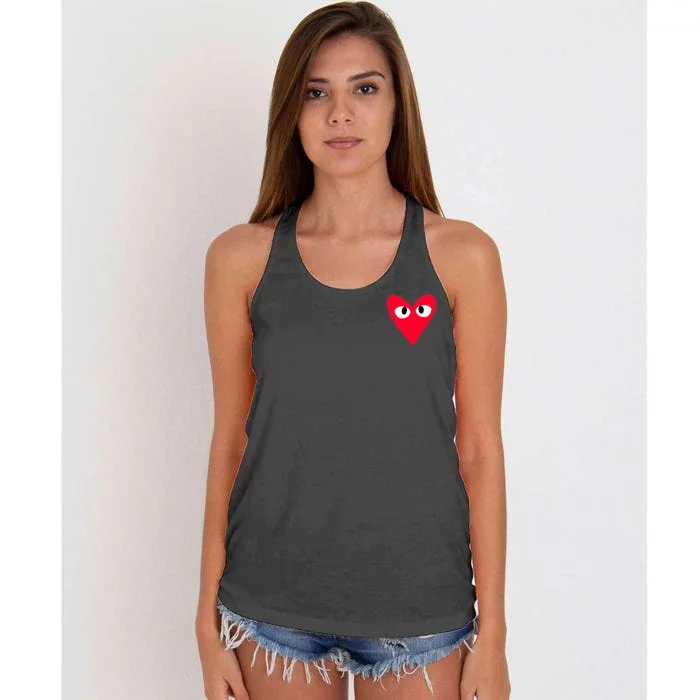 Little Pocket Heart Cute Women's Knotted Racerback Tank