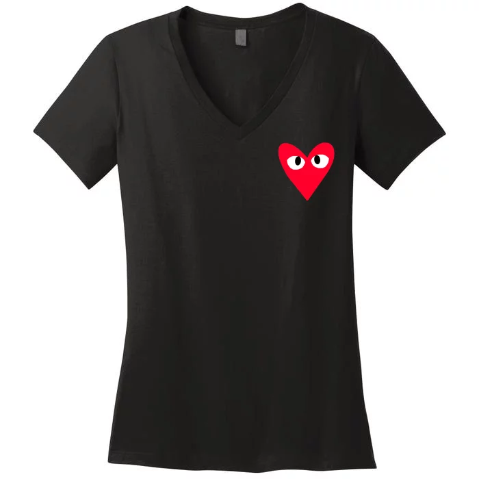 Little Pocket Heart Cute Women's V-Neck T-Shirt