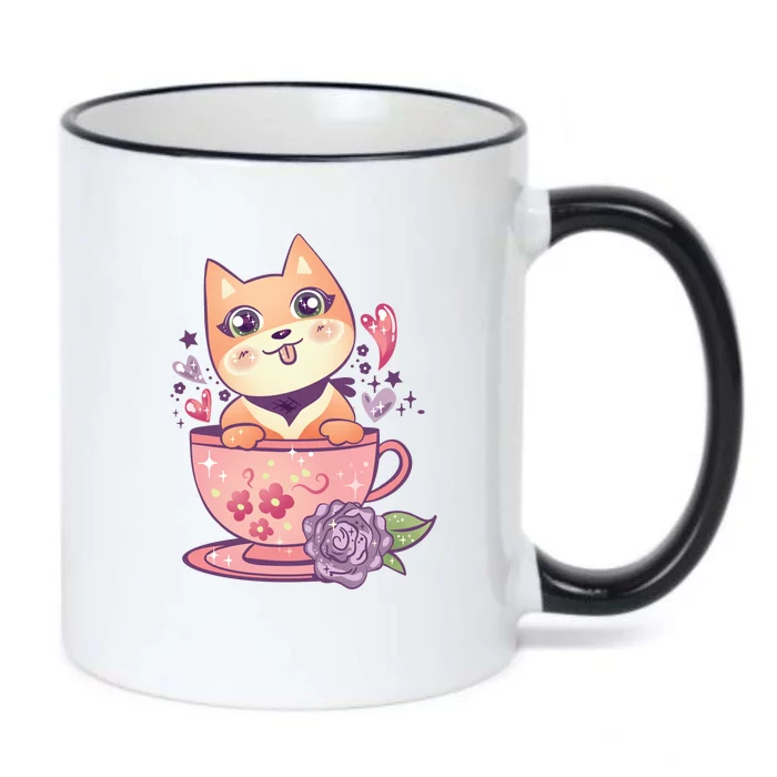 Little Teacup Dog Anime Black Color Changing Mug