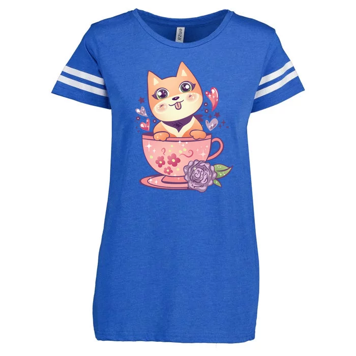 Little Teacup Dog Anime Enza Ladies Jersey Football T-Shirt