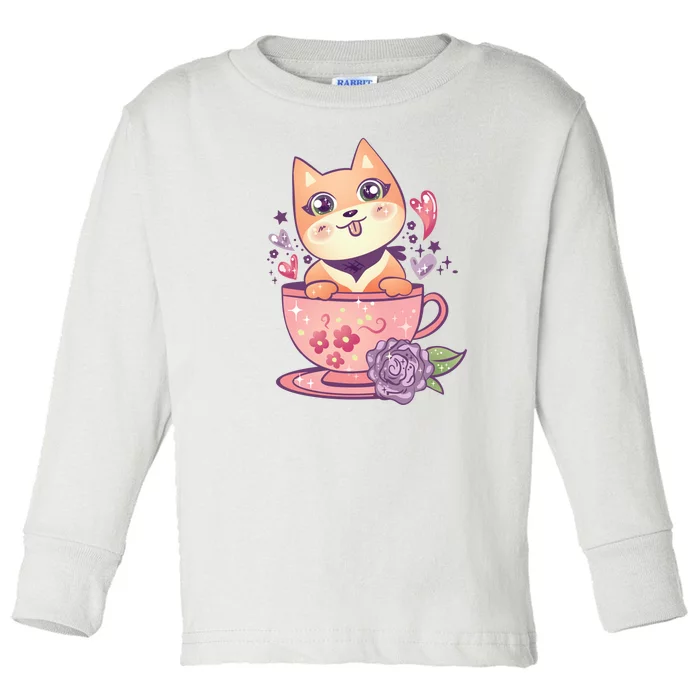 Little Teacup Dog Anime Toddler Long Sleeve Shirt