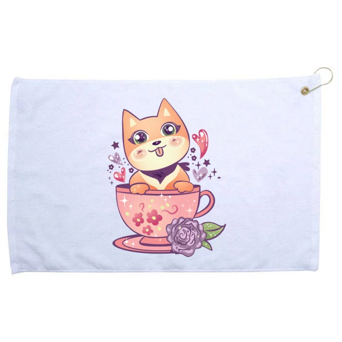 Little Teacup Dog Anime Grommeted Golf Towel