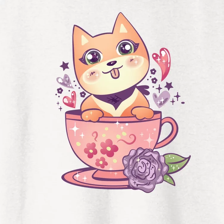 Little Teacup Dog Anime Women's Crop Top Tee