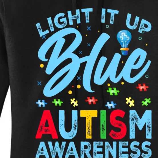 Light It Up Blue Autism Awareness Women's Pullover Hoodie