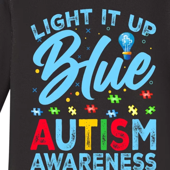 Light It Up Blue Autism Awareness Baby Long Sleeve Bodysuit