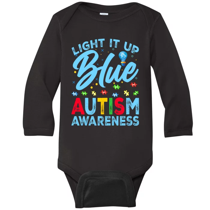 Light It Up Blue Autism Awareness Baby Long Sleeve Bodysuit